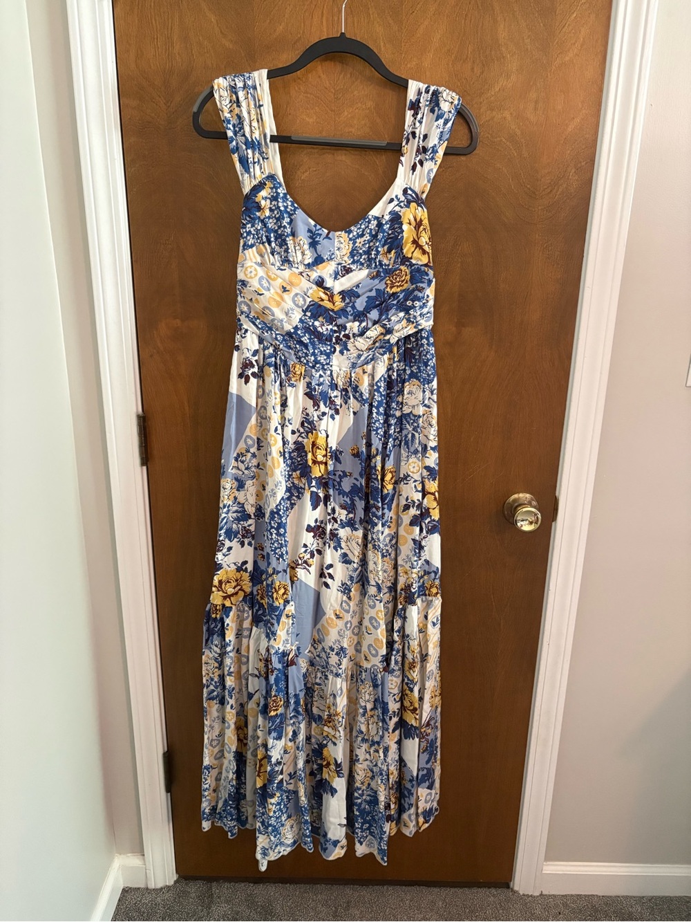 Floral Free People Maxi Dress in Blue and Yellow